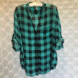 Turquoise & Black Plaid